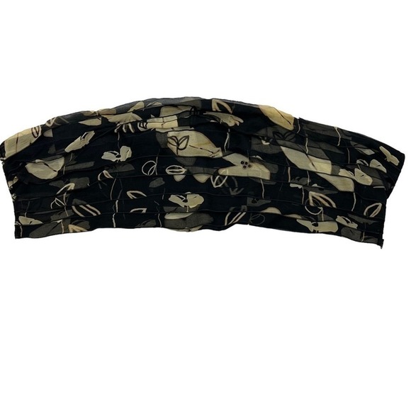 Armani Collezioni Silk Bandeau Sz 6 Black & Beige Floral Layered Strapless Top - Picture 5 of 15